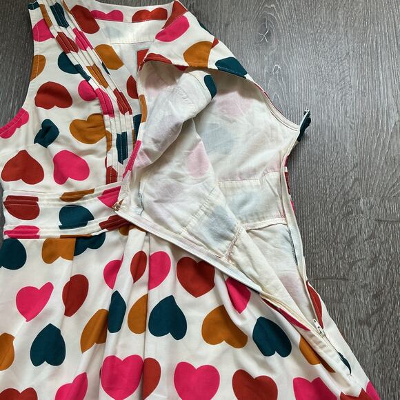 Modcloth Multicolor Pintuck A Line Heart Dress Large Valentine - Picture 10 of 13